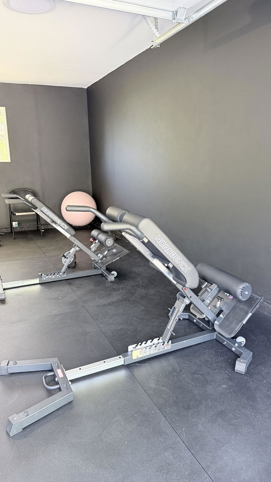 Ollie S's NordBench Pro in his garage gym
