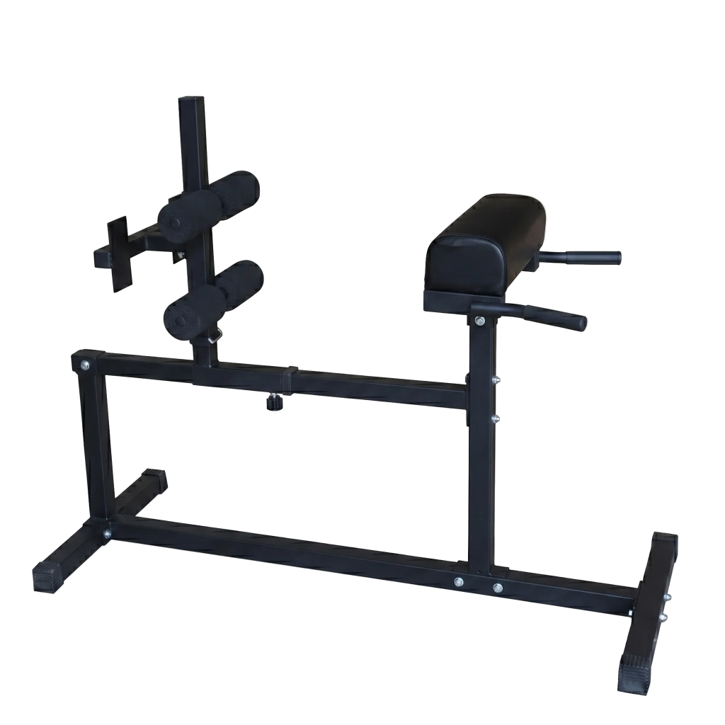 Black gym exercise machine on a white background